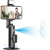 LYSOATUR Auto Face Tracking Tripod 360° Rotating Auto Tracking Phone Holder with Remote and Gesture Control,No App, for Live Video Recording Tiktok Live Vlog Streaming Video,Rechargeable Battery