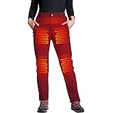 DEWBU Heated Pants for Women with 12V Battery Pack Fleece Lined Outdoor Softshell Pants Electric Heating Trousers