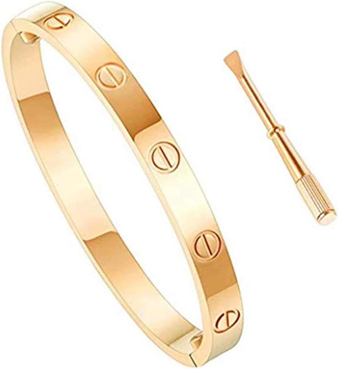 Love Bracelet Stainless Steel Cuff Bangle Titanium Steel Screws Womens Bracelet (Gold, 16)