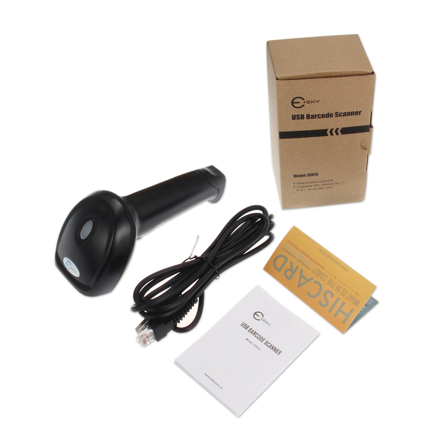 USB Barcode Scanner,Esky Handheld Wired Bar Code 1D Laser Scanner USB