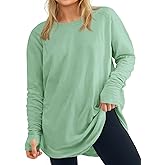 Women's Plus Size Long Sleeve Tunic Top Crew Neck Summer Oversized Fit Basic T Shirts Blouse