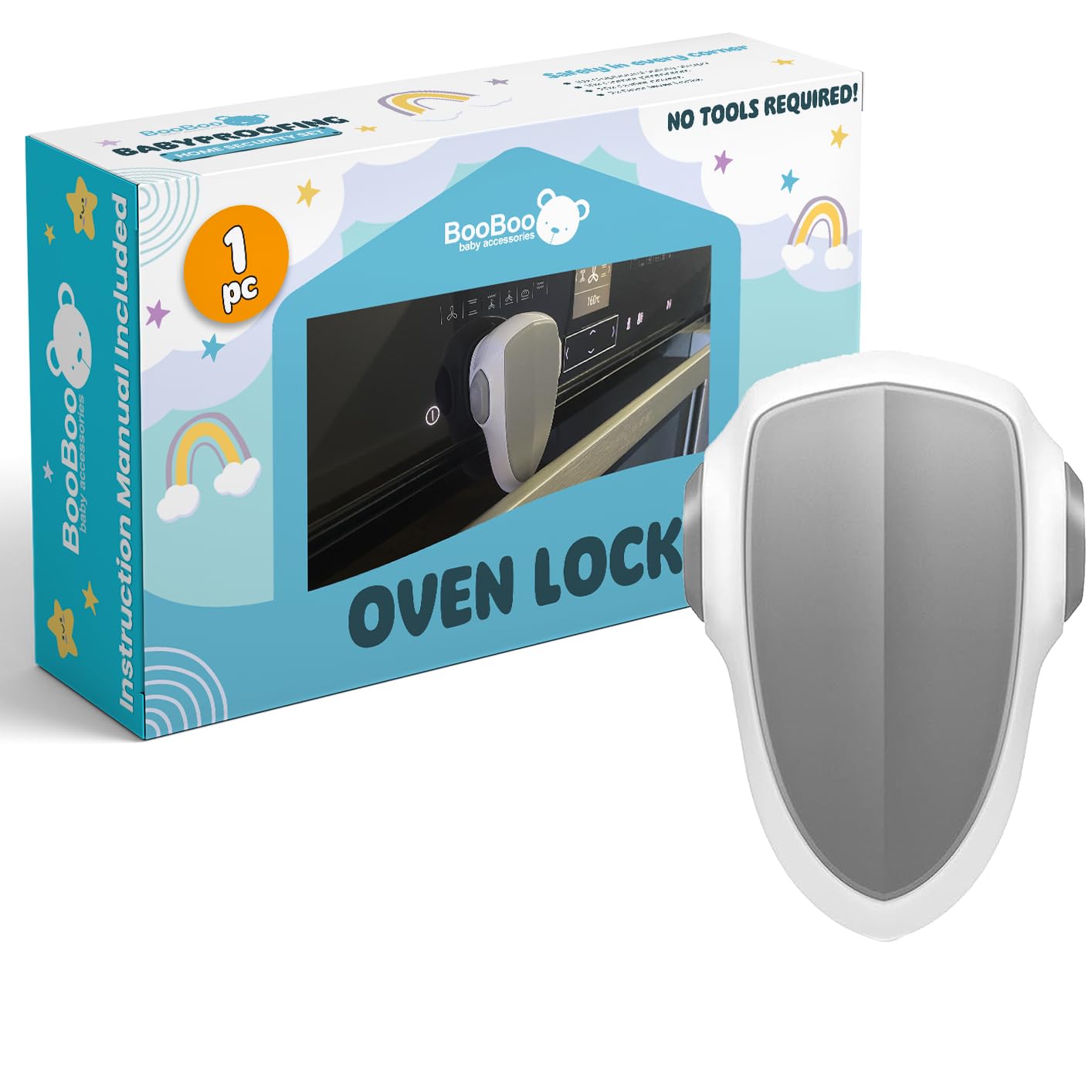 Booboo Baby Oven Lock x1pc Premium Child Oven Lock for Oven Doors - Childproofing Kitchen Safety, Heat Resistant Design, Baby Oven Guard - Easy Installaition Baby Proof Oven Lock