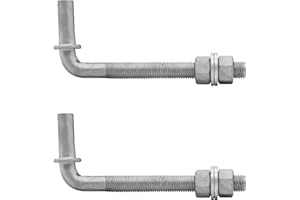 2 Pack 6" J-Bolt Gate Hinge, KINNAN J-Bolt Chain Link Fence Gate Hinge with 5/8" Male Hinge Pin, Galvanized Steel Farm Gate Hinges, Chain Link Gate Hardware,Nuts & Washers Included