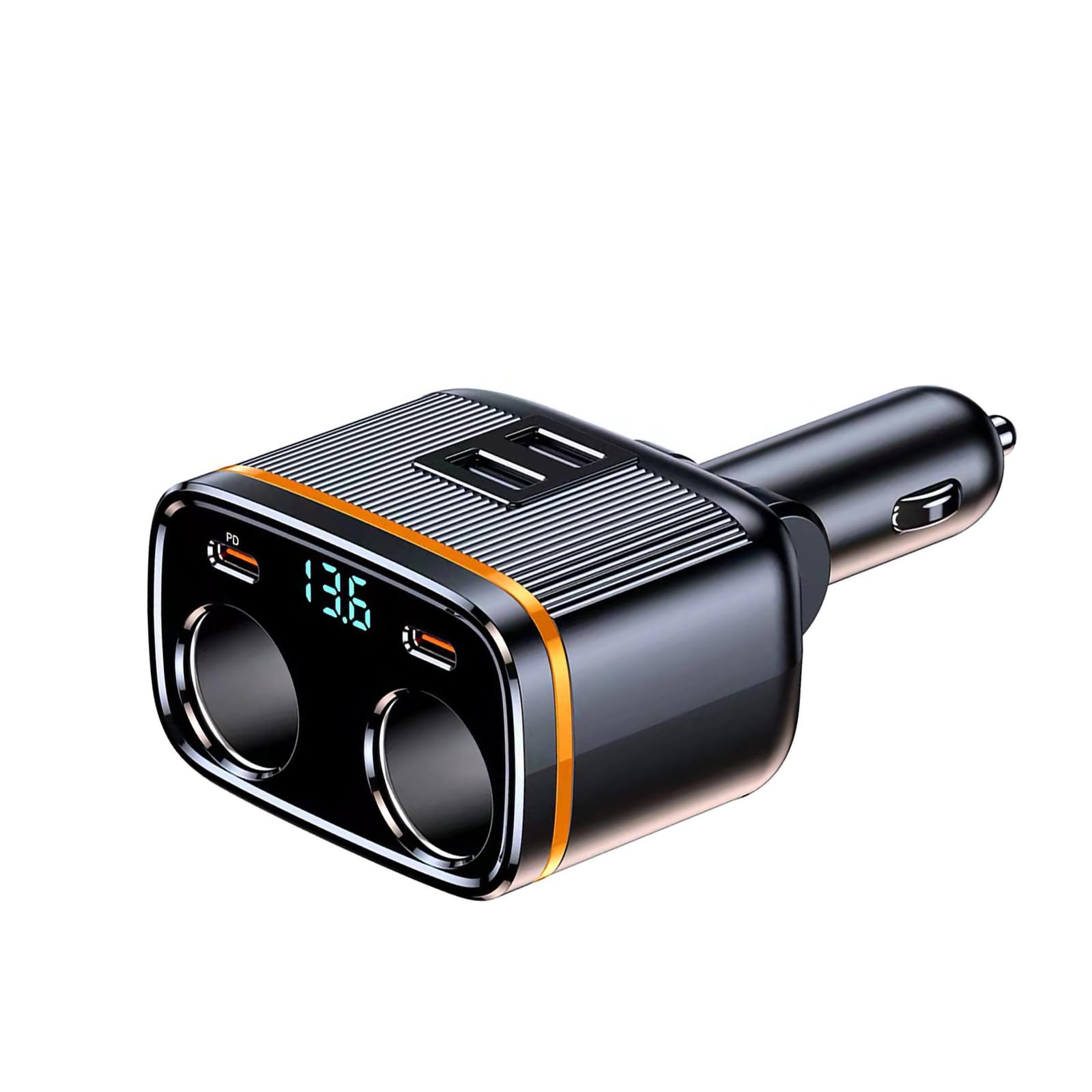 145W Cigarette Lighter Adapter Double Car Lighter Adapter with 2.4A Usb and Type C Port Car Cigarette Lighter Multi Socket for all Car Devices