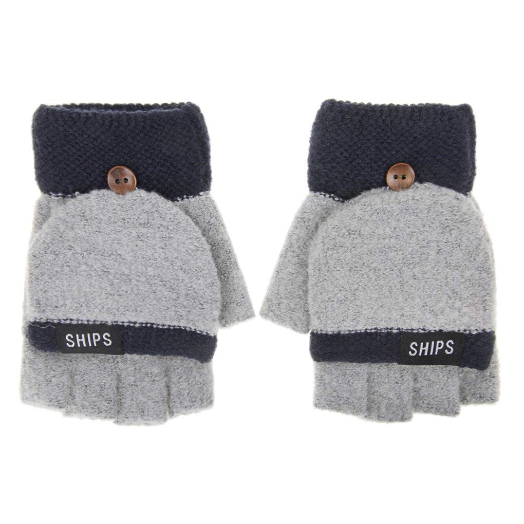 Unisex Fingerless Warm Glove Flip Top Knitted Gloves Men Women Half Finger Gloves Cute Winter Thermal Fingerless Gloves Hand with Covers Sport Outdoor Mitten for Hiking Driving Xmas Gift