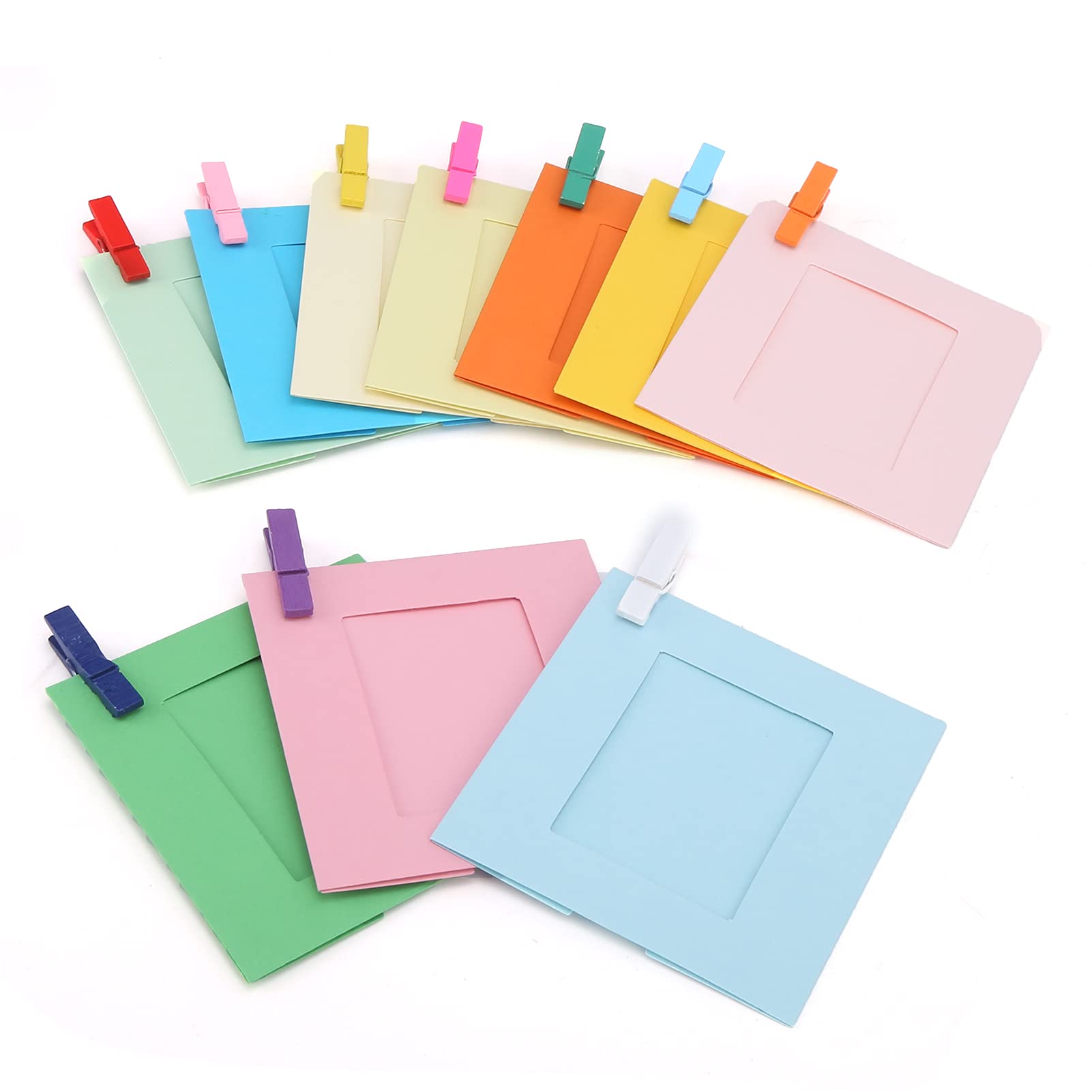 Paper Photo Frames, 3 Inch Wall Photo Frame, Home Decor DIY Hanging Paper Picture Frames with Clips Rope, for INSTAX Mini 11/7+/8/25/50s/90/26/8+/9