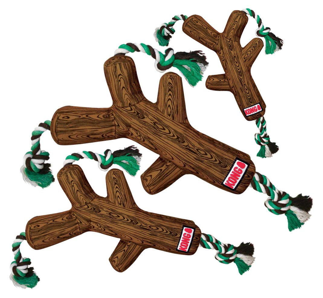 KONG FetchStix with Rope – Medium | Durable Tug & Fetch Dog Toy with Crinkle & Squeaker | Safer Alternative to Sticks | Multi-Fabric for Chewing | Easy-Grip Knots for Interactive Play