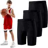 Hoolerry 3 Pcs Youth Boys Compression Shorts | Athletic Underwear Sports Performance Boxer Briefs Spandex Underwear for Running