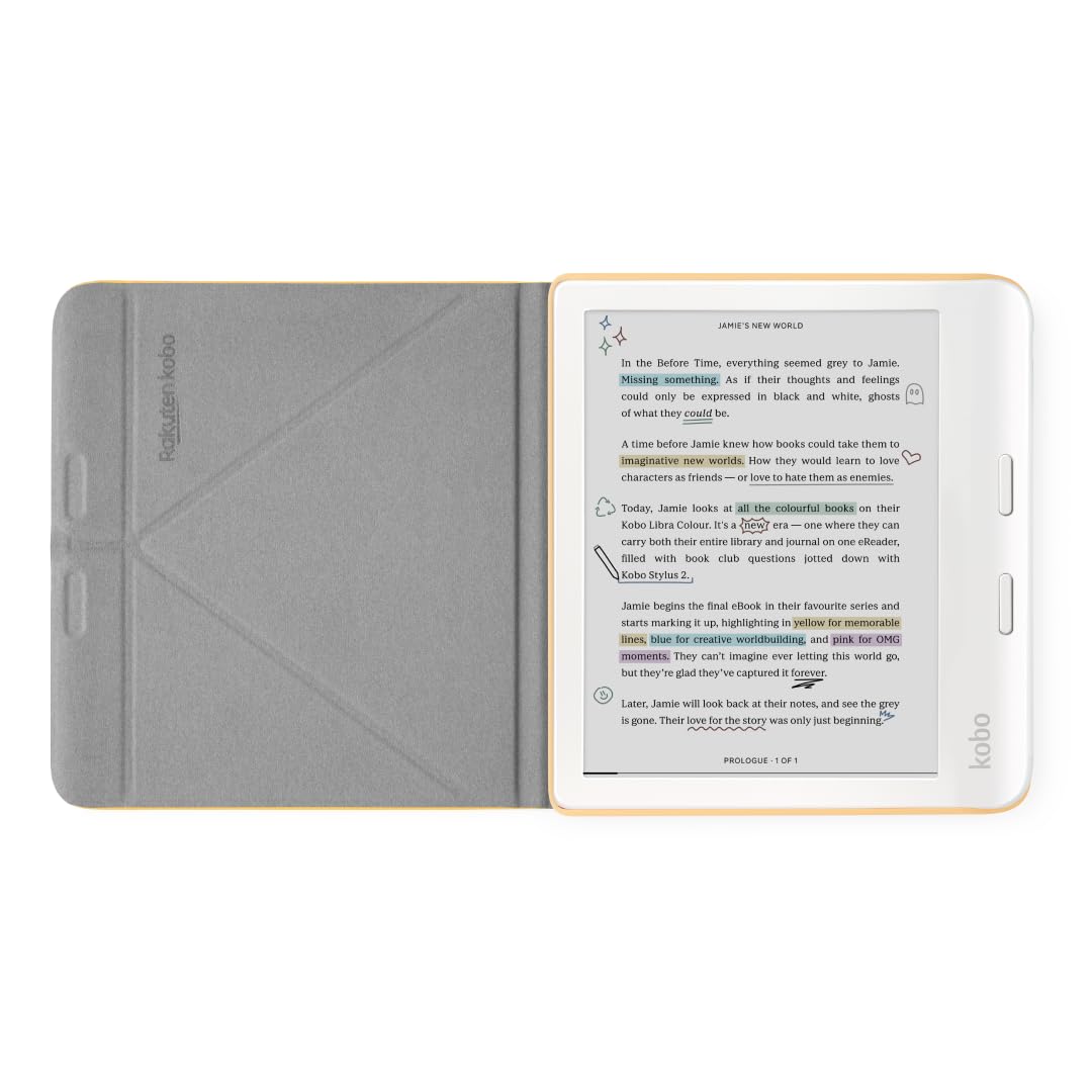 Kobo Libra Colour SleepCover Case | Butter Yellow | Sleep/Wake Technology | Built-in 2-Way Stand | Vegan Leather | Compatible with 7” Kobo Libra Colour eReader
