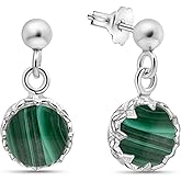 925 Sterling Silver Gemstone Earrings for Women - Birthstone Earring - Earrings Silver Dangle Post Earrings - Silver Drop Earrings for Women - Everyday Earrings - Minimalist Jewelry for Women