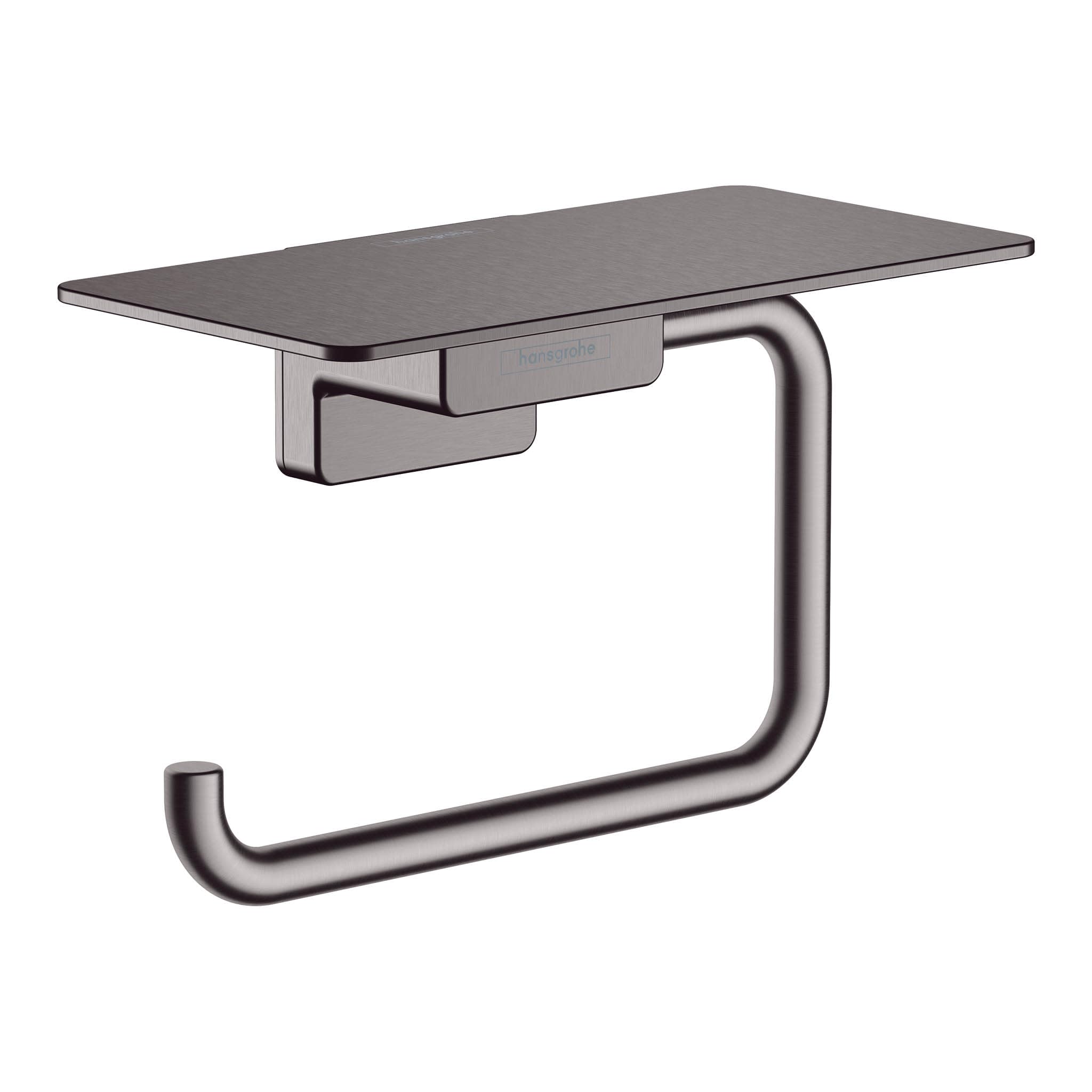 hansgrohe AddStoris Roll holder with shelf, brushed black chrome, 41772340
