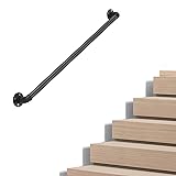 Industrial Pipe Stair Handrail, Wall-Mounted Metal
