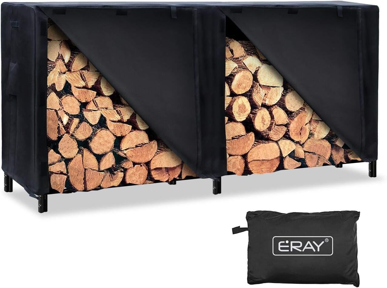 ERAY Outdoor Firewood Rack Cover, 8 Feet Oxford Log Rack Cover Protector