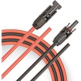 JYFT 10AWG(6mm²) Solar Extension Cable with PV Compatible (Compatible with MC4) Female and Male Connector (30FT Red + 30FT Bl
