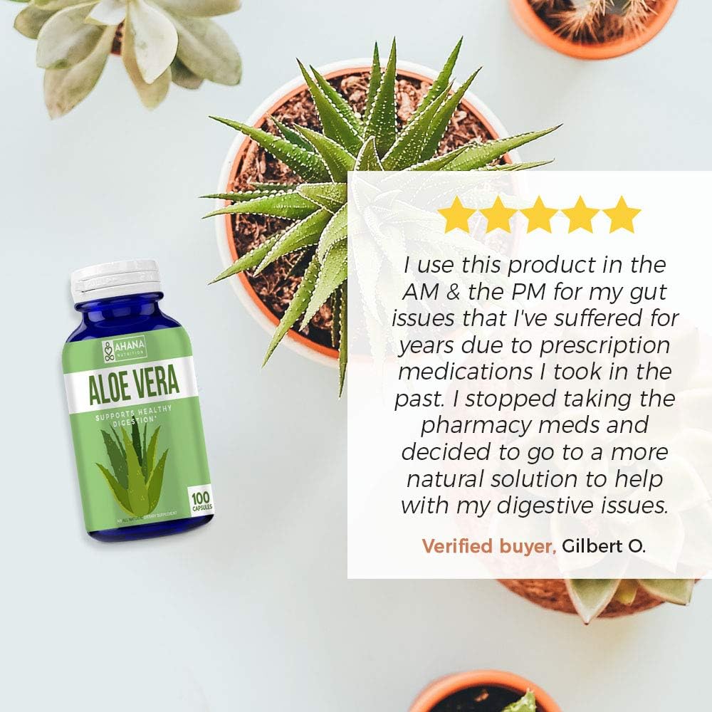 Aloe Vera Capsules by Ahana Nutrition Pure Aloe Vera Extract Pills to