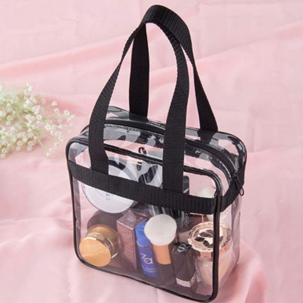 Wohlstand Travel Bag and Accessories Bag for Beach Clear Tote Bag Travel Case Transparent Waterproof Toiletry Handbag with Zipper for Vacation Travels Bathroom - Image 5