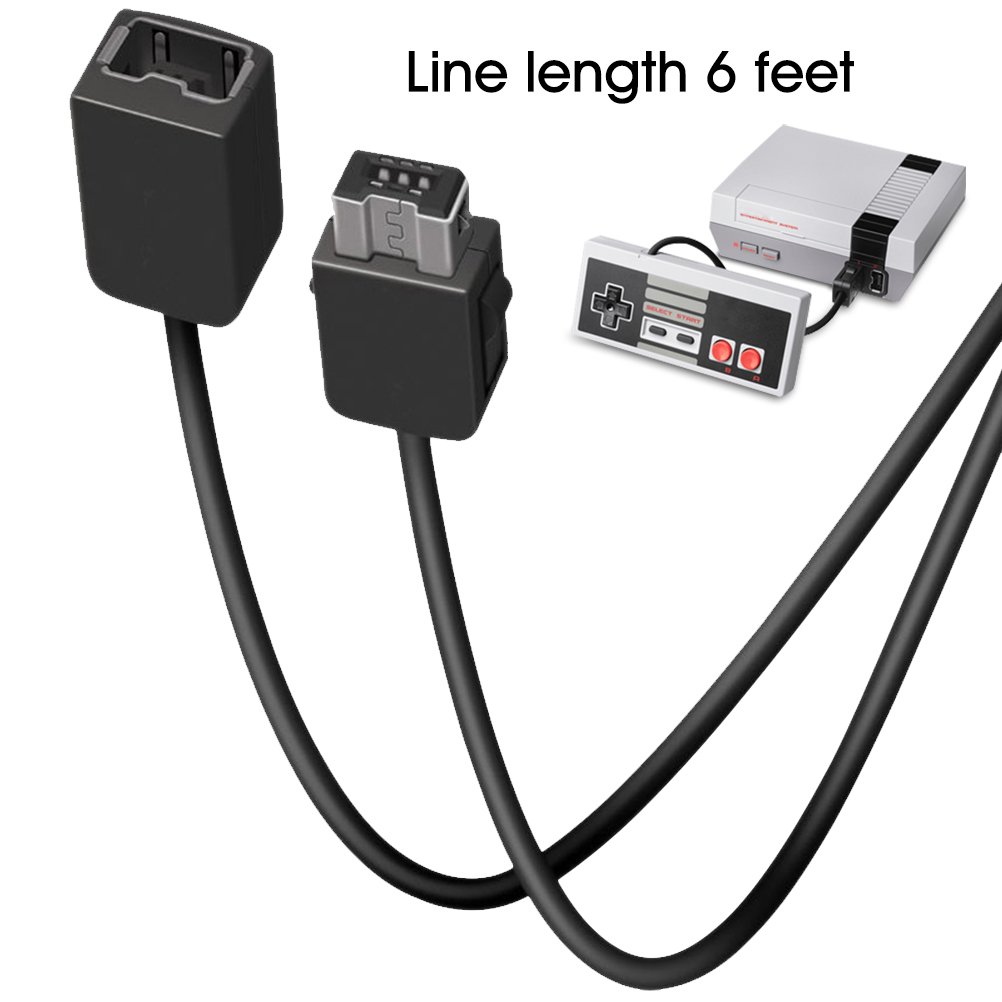 YCCTEAM 6ft Extension Cable for NES Classic Mini Edition Controller, Cords Extender - Best Controller Extension Cable Cord for Nintendo Gaming System, Black