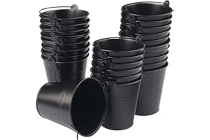 25 Pack 4 Inch Black Iron Pail, Metal Buckets with Handle, Easter Bucket,Pencil Holder and Flower Pots, Used to Carry, Store,