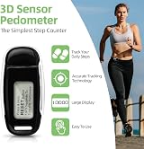 Flintronic 3D Pedometer USB Rechargeable Real Time Steps Black view 3