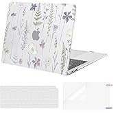 MOSISO Compatible with MacBook Air 13 inch Case 2022 2021 2020 2019 2018 A2337 M1 A2179 A1932, Plastic Meadow Floral Hard Shell&Keyboard Cover&Screen Film for MacBook Air 13.3 inch Case, Transparent