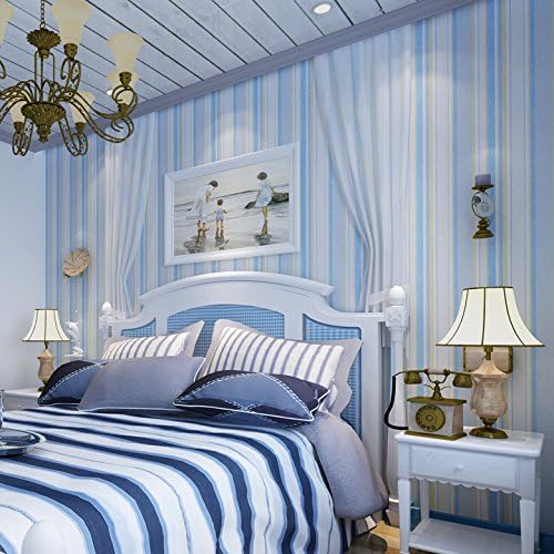 Wapea Non Woven Wallpaper Blue Stripe Clothing Store Living Room Tv Background Sky Blue