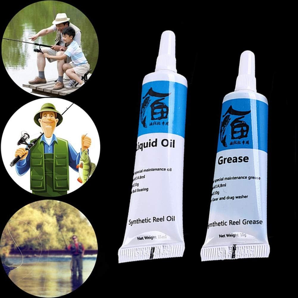 pengyu Fishing Spinning Reel Metal Bearing Gear 15g Lubricating Oil + 10g Grease Set