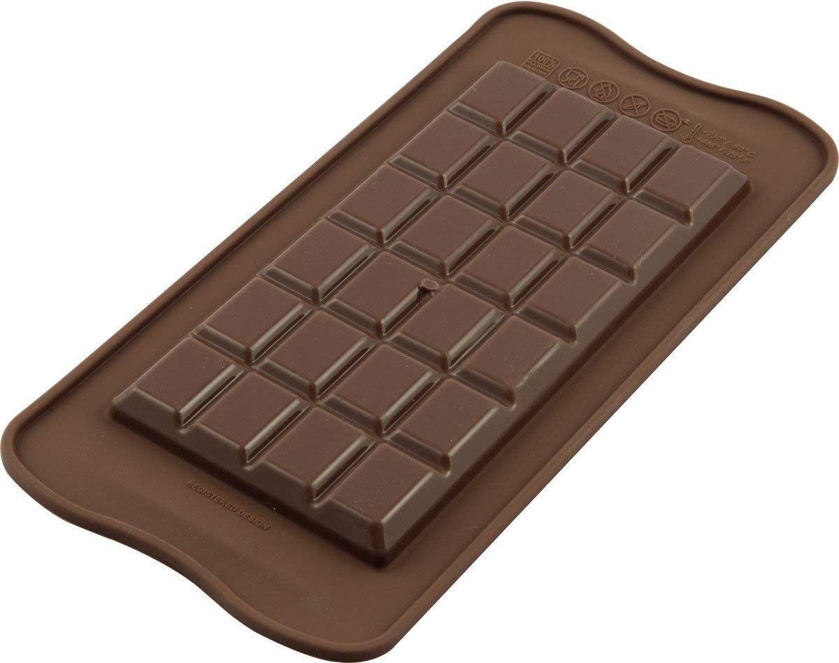 Silikomart Chocolate Bar Chocolate Mould, Silicone, Brown, Rectangular Prism, 4.5 x 3 x 0.35 inches