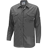 Oberon FR Arc Rated Button-Up Safety Shirt For Men - Flame Resistant Cotton - 10 Cal - Class 3 - Gray