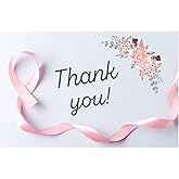 Execucat Pink Ribbon Breast Cancer Awareness Thank You Postcards 4x6 (Pack of 30)