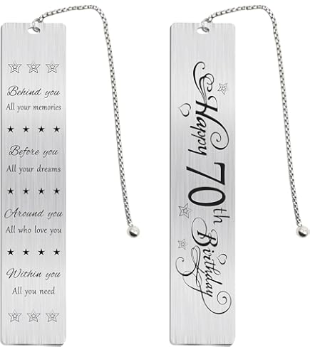 Stainless Steel Bookmark - Laser Engraved Happy 70th Birthday Gift For Book Lovers