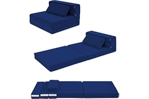 Elftopia 3-in-1 Folding Sofa Bed for Kids,Tri Folding Floor Toddler’s Mattress Fold up Sofa Bed,Child Foldable Futon Mattress,Folding Couch for Kids,Navy