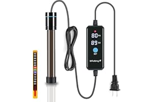 Orlushy 100W Submersible Aquarium Heater, Adjustable Fish Tank Heater with Digital Display External Controller, Overheat Protection and Free Thermometer for 10-20 Gallon Freshwater and Saltwater Tank