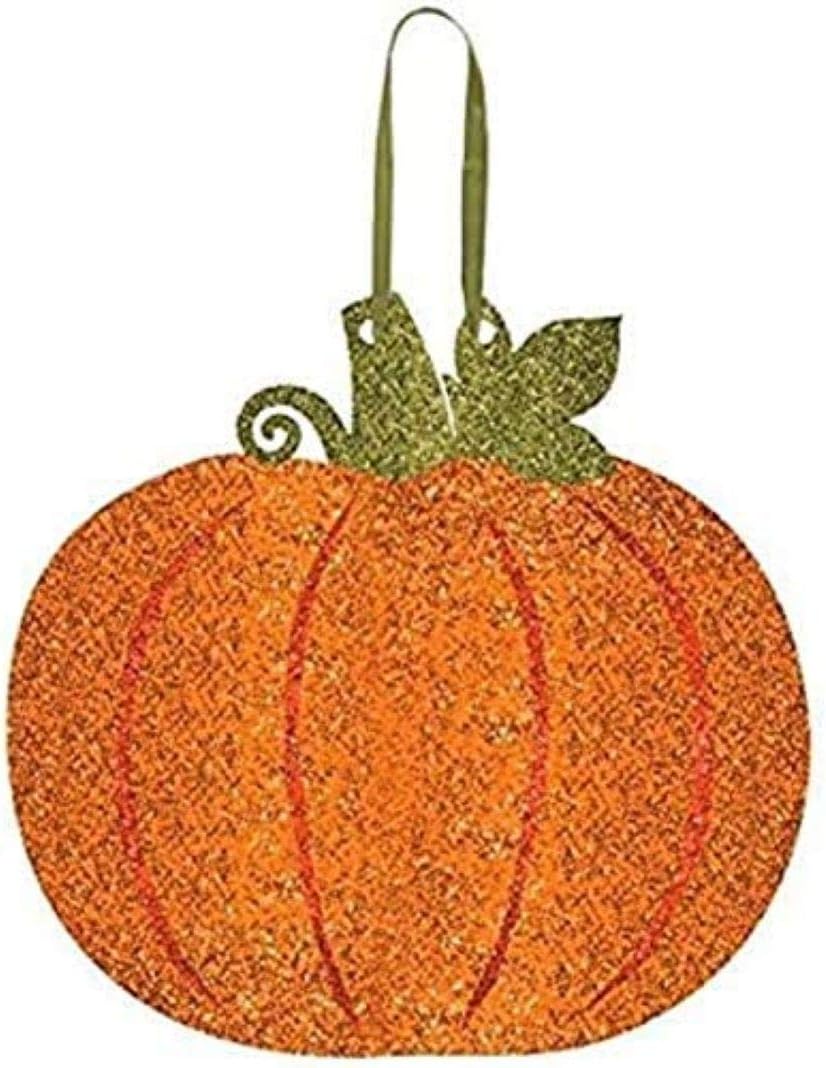 Amscan | Home Decoration | Medium Glitter Pumpkin Hanging Decor | measures 11" x 11 1/2"