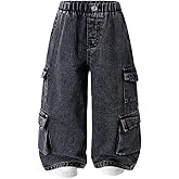 Nivne Tco Toddler Boys' Cargo Jeans Streetwear Style Loose Straight Leg Washed Elastic Waist Denim Pants