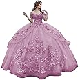 Mauuwy 3D Floral Quinceanera Dresses Ball Gown Puffy Sparkly Tulle Sweet 16 Dresses Off Shoulder Lace Princess Dress Y120