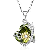 Oskani Butterfly Sunflower Heart Necklace for Women, 925 Sterling Silver Cubic Zirconia Birthstone Pendant Jewelry for Her