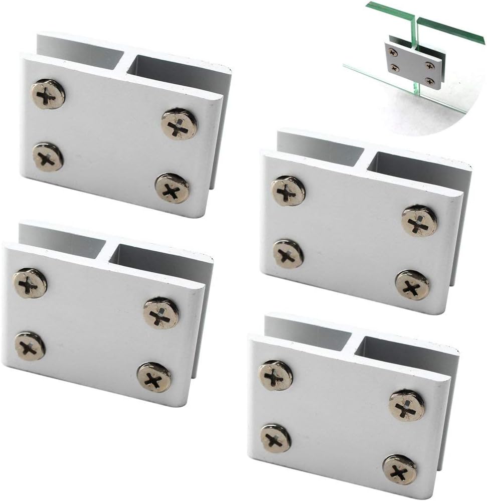 Glass Clamp Aluminium Alloy Glass Support Bracket Fit for 10-12mm Glass Thickness Come with Screws (Pack of 4)