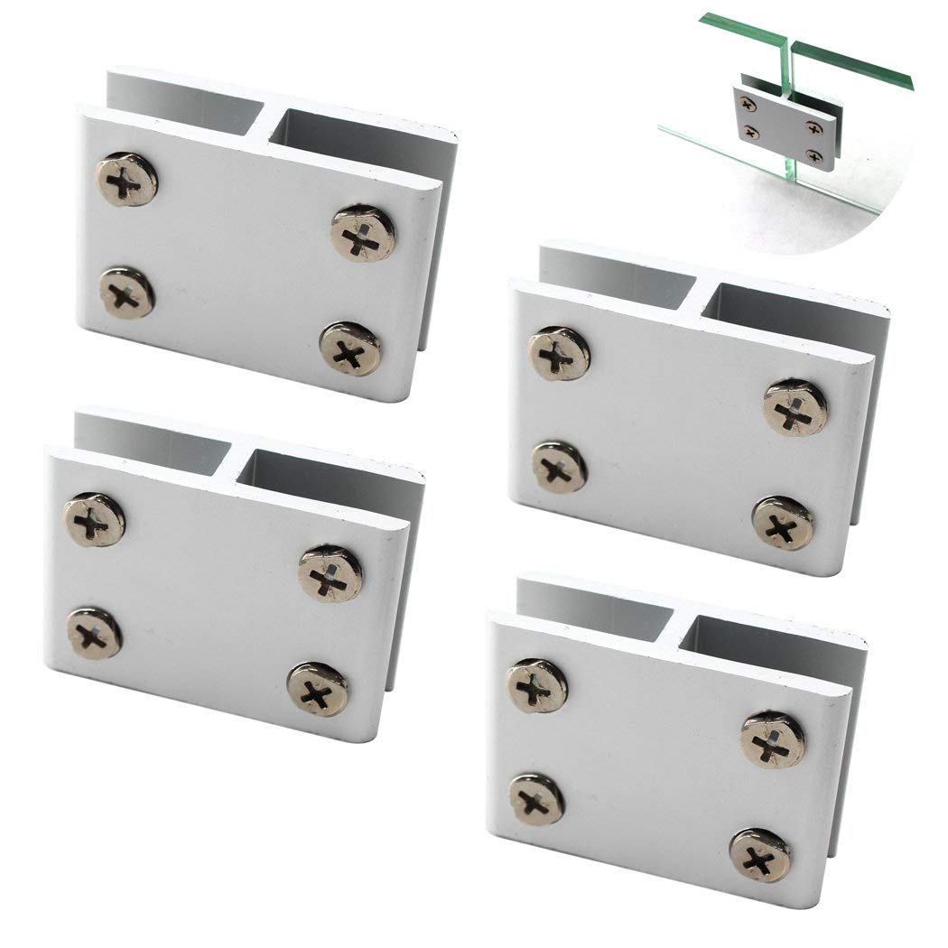 Glass Clamp Aluminium Alloy Glass Support Bracket Fit for 10-12mm Glass Thickness Come with Screws (Pack of 4)