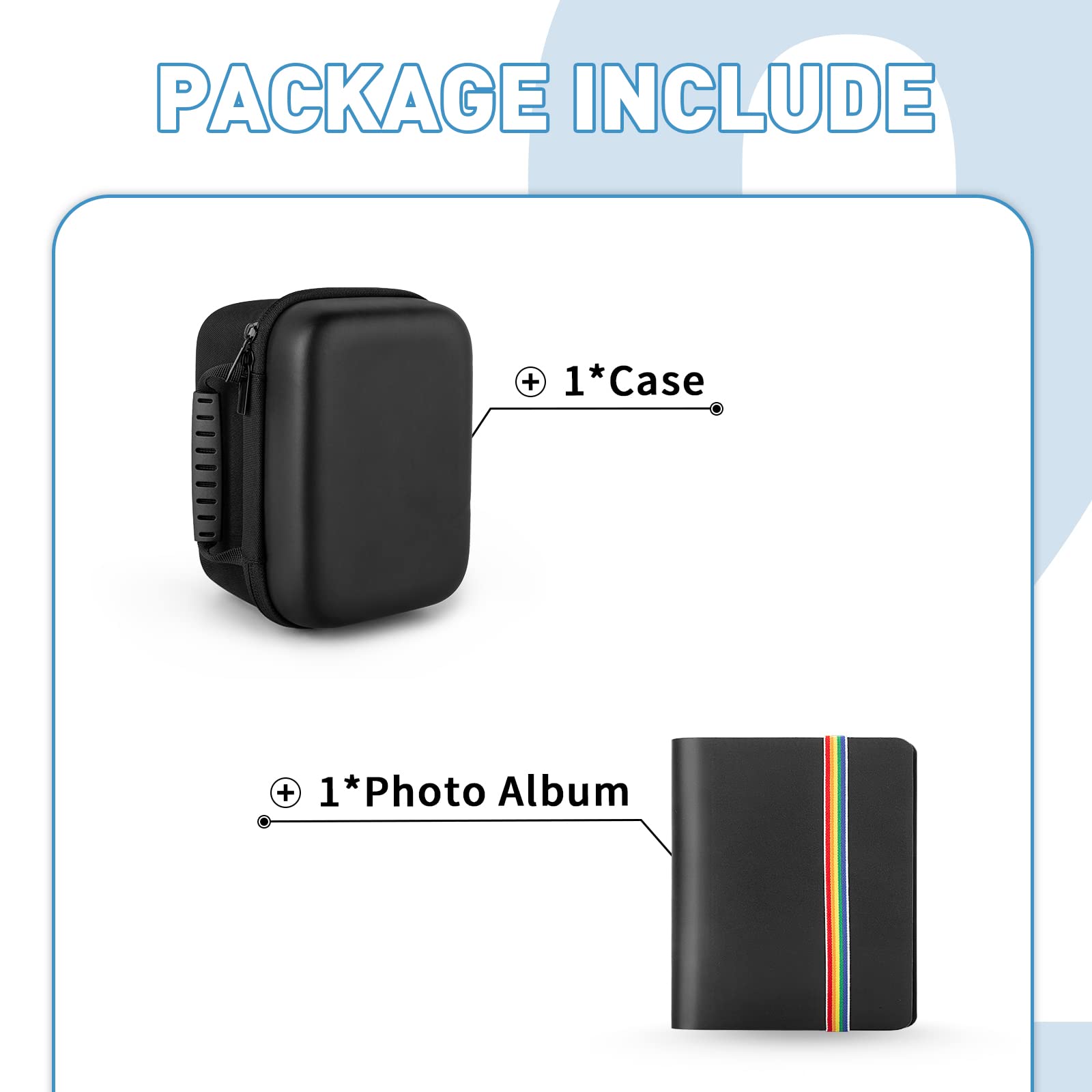 Yinke Case for Polaroid Originals Onestep 2 VF/Now I-Type/OneStep+ Instant Camera, Hard Protective Cover Travel Carrying Storage Bag (Black with Album)