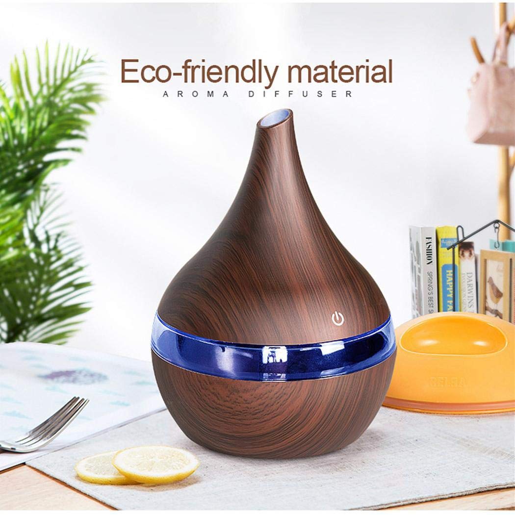 Zimrio Diffuseur ultrasonique d\'huile Essentielle d\'humidificateur de Grain en Bois de veilleuse de Nuit de 7 Couleurs Humidificateurs