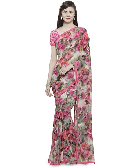 Pink Georgette Printed Saree (NAARI2004SSSR001T_Pink)