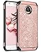 BENTOBEN Phone Case Compatible with Moto Z2 Play Case, Luxury Bling Glitter Slim 2 in 1 Soft TPU Bumper Hybrid Hard PC Cover Coat Sparkly Shiny PU Faux Leather Shockproof Protective, Rose Gold