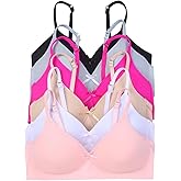 6 Pieces No Wire Full Cup Plain/Lace Light Padded Wire Free Bra A/B/C/D/DD