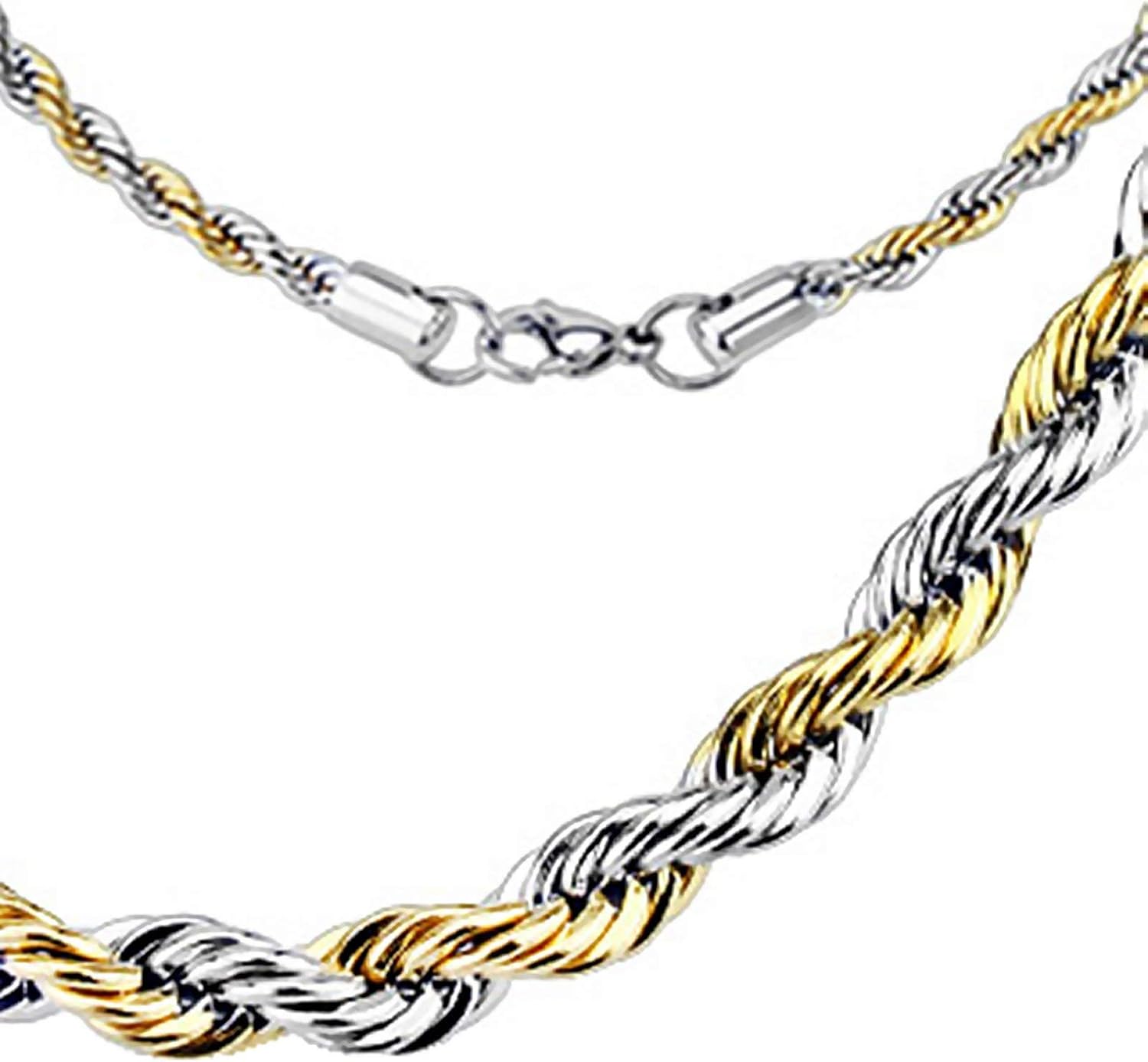 Fantasy Jewelry Rope Chain Necklace Two Tone Gold Silver Surgical