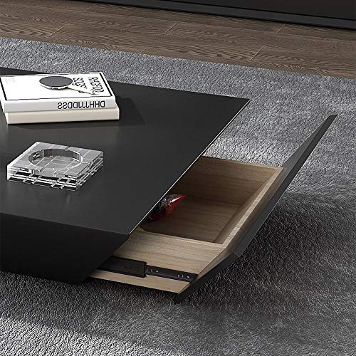 homary Modern Living Room Wood Square Low Coffee Table, Coffee Table