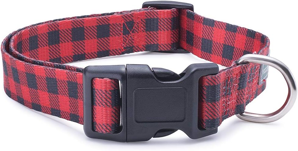 Red and black plaid dog collar Clearance