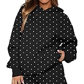 KIGRAD Women Polka Dot Graphic Oversized Fleece Y2k Hoodies Long Sleeve Hooded Sweatshirt Pullover Tops Fall Aesthetic