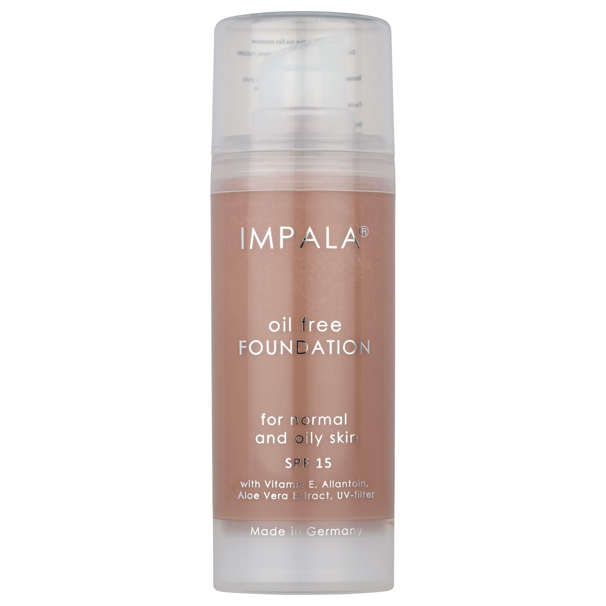 IMPALA | Oil-Free Foundation Color No. 06 | Silky and Luminous Finish | Lightweight Oil-Free Makeup | With SPF15 Sun Protection, Vitamin E, and Aloe Extract | Suitable for All Skin Types | 30 ml