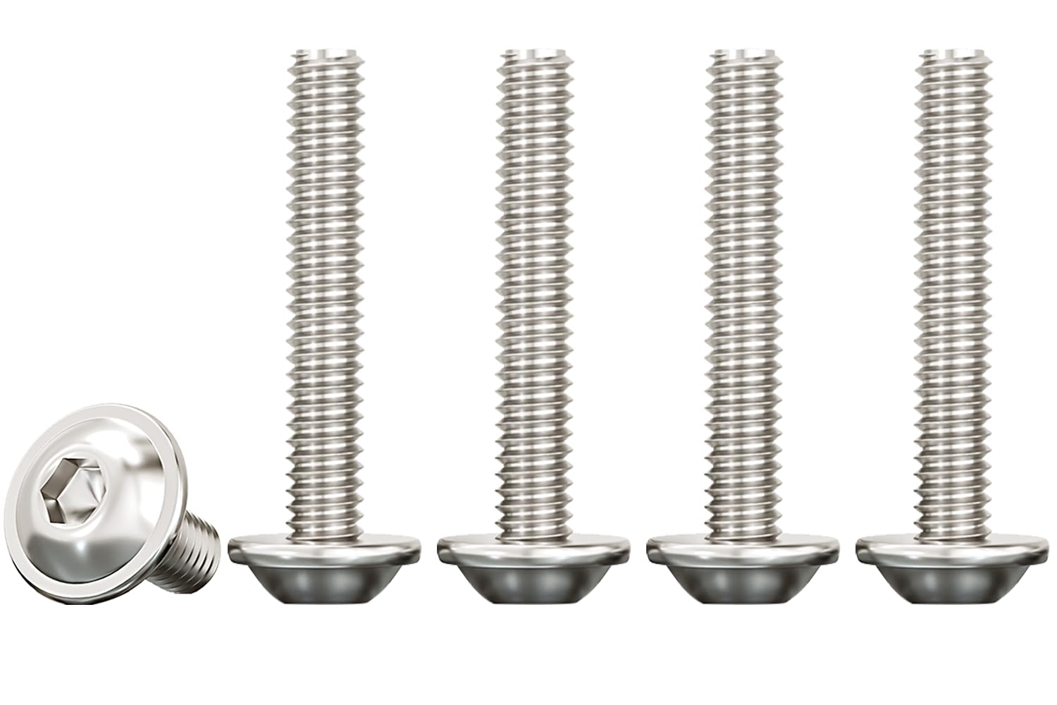 Drenky Flanged Button Head M4 Bolts 50 Pcs Socket Flanged Button Screws M4 X 30mm 304 Stainless Steel Hexagon Socket Pan Head Screws, Rustproof