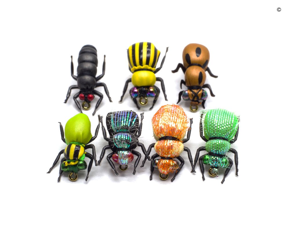 Premium Realistic Flies Terrestrials Selection Cricket Grasshopper Beetle Bumble Wasp Fly Fishing Dry Wet Flies Set